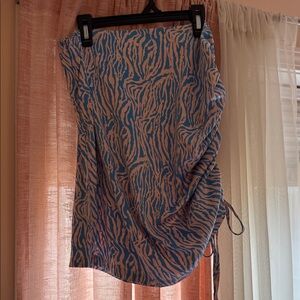 Blue and Light Pink Zebra Print Skirt